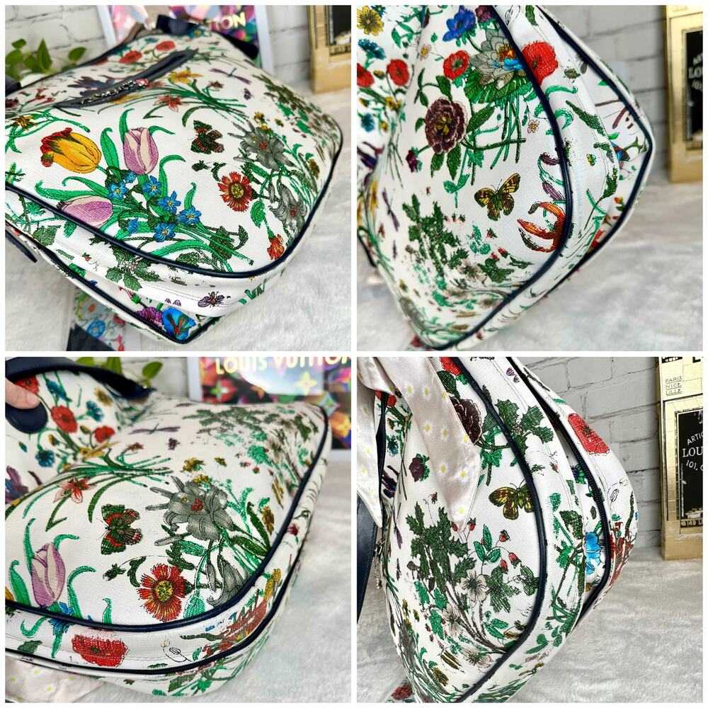 Gucci Flora GG Vintage Large Shoulder Bag tote Good USED with scarf RARE. GIFT! - Picture 11 of 16